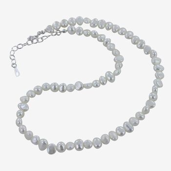 Grands colliers de perles naturelles blanches 1