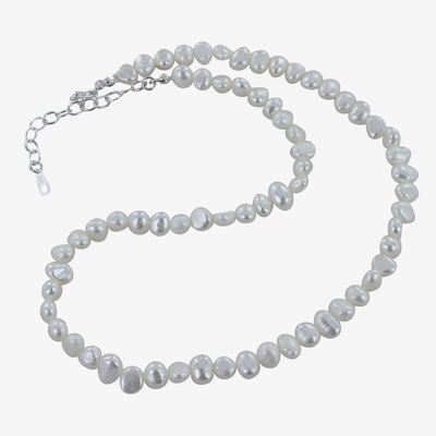 Grands colliers de perles naturelles blanches