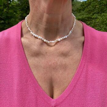 Grands colliers de perles naturelles blanches 4