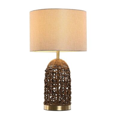 LINEN RATTAN TABLE LAMP 33X33X56 BEIGE LA209275