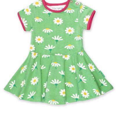Dress, short sleeves, organic cotton with daisy print