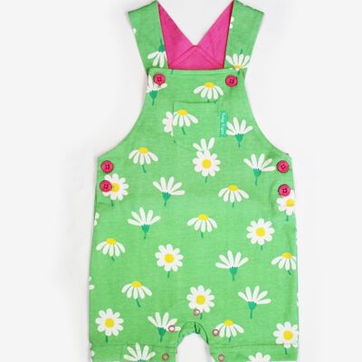 Dungarees, shorts, organic cotton with daisy print