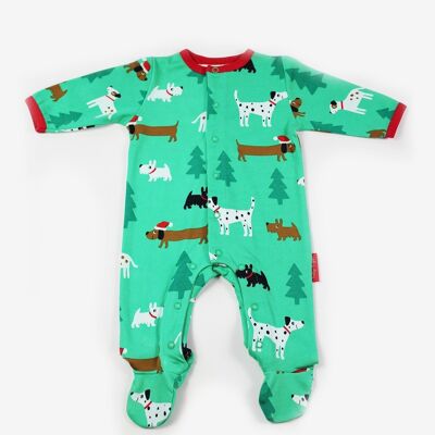 Costume intero con stampa "Christmas Dog" in cotone biologico