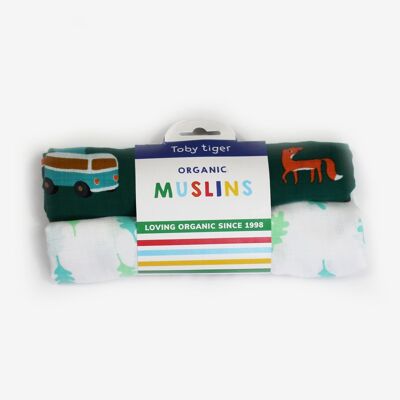 Organic Campervan Print Muslin 2-Pack