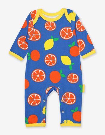 Pyjama en coton bio imprimé orange et citron