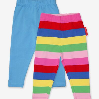 Organic girls leggings with stripes 2-pack