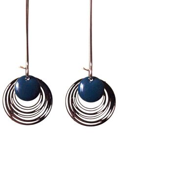 Duck blue and silver enamelled sequin earrings