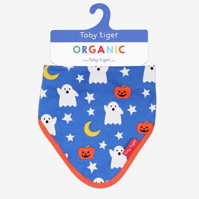 Bavaglino triangolare in panno con automatici
 Cotone organico, stampa Halloween