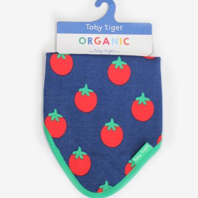Bufanda triangular, babero de algodón orgánico con estampado de tomates