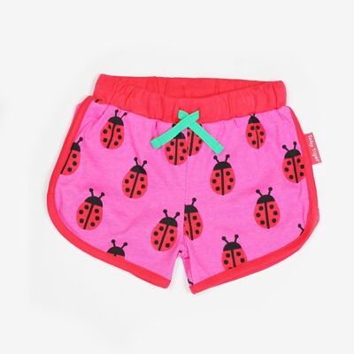Shorts, ladybird appliqué, organic cotton