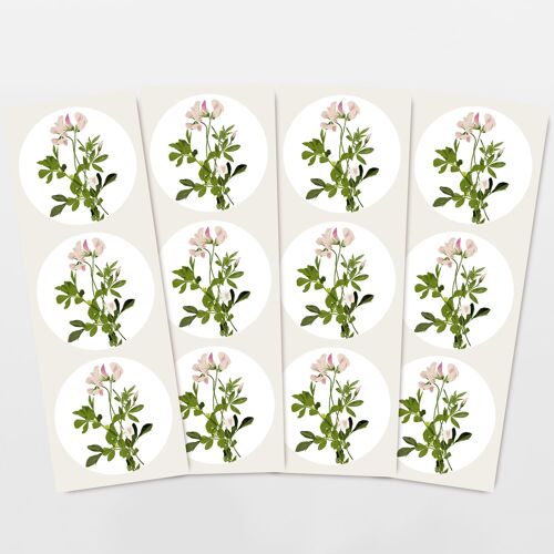 Aufkleber-Set 12 Geschenk Aufkleber rosa Wildblumen Klee