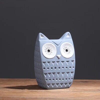 Decorative ceramic owl in grey 10x15cm MB-2737B