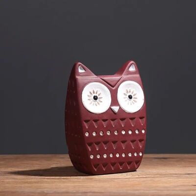 Decorative ceramic owl in red 10x15cm MB-2737A