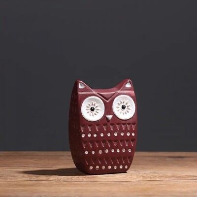 Decorative ceramic owl in red 8x11cm MB-2736A