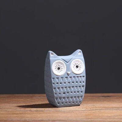 Hibou décoratif en céramique gris 8x11cm MB-2736B