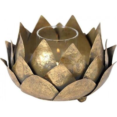 Candeliere in metallo a forma di loto 24,5x24,5x13cm DF-601