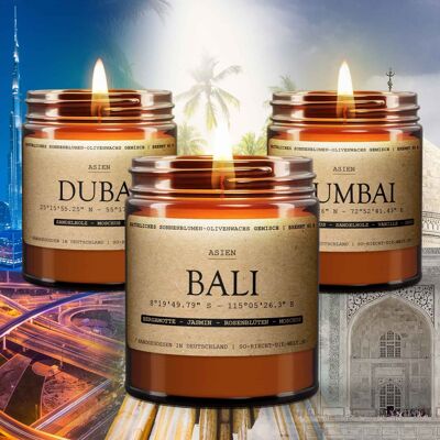 Paquete ASIA - 3 velas perfumadas - Bali | Dubái | Bombay