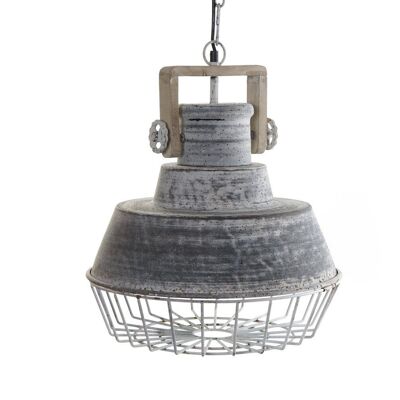 Metal Wood Ceiling Lamp 39X39X45 Decape Gray LA210176