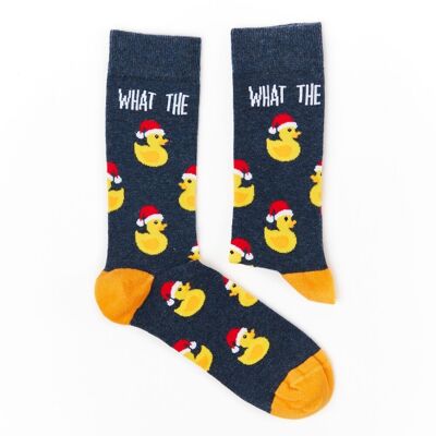 Unisex-Weihnachtssocken „What The Duck“.