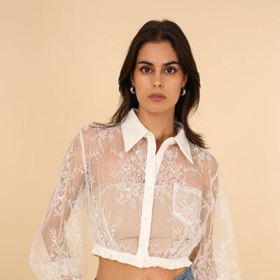 Lace cropped blouse vest - 81000