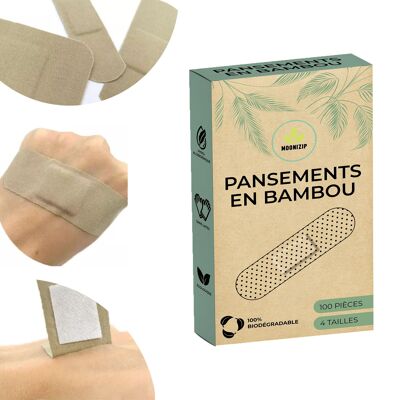 Apósitos hipoalergénicos de bambú - Biodegradables - Caja de 100 apósitos