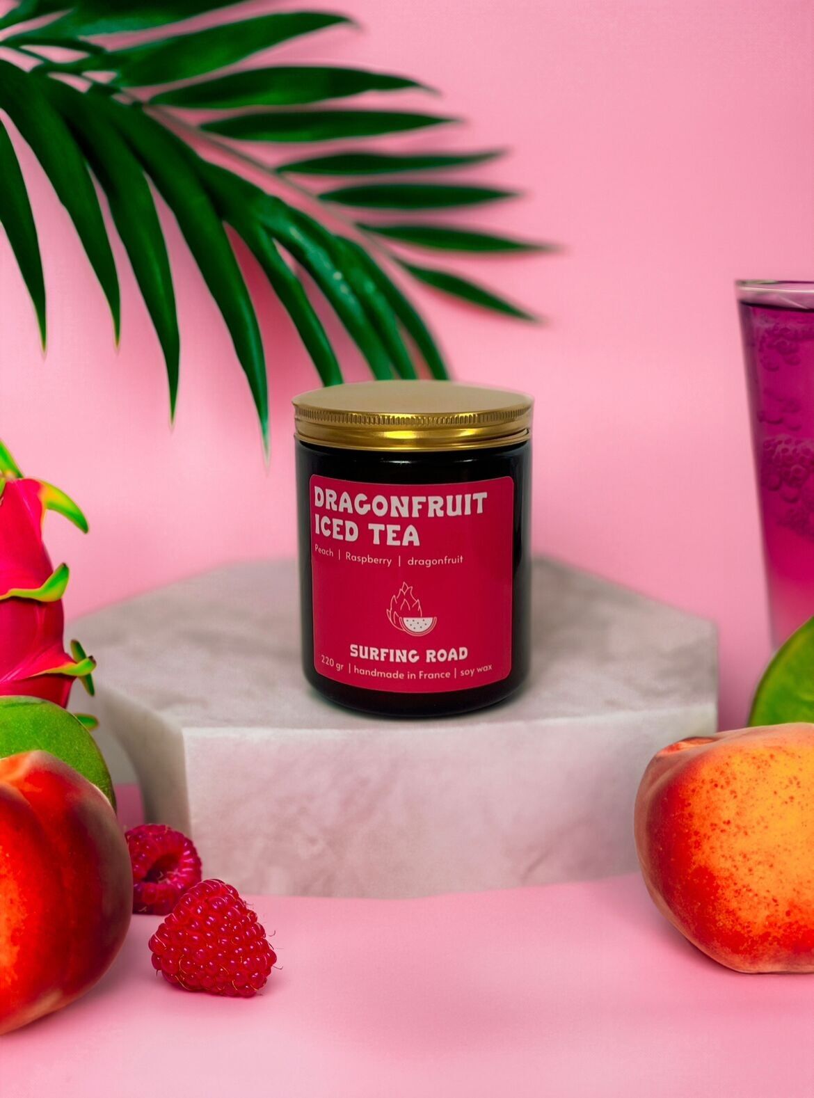 Kerze aus Eistee und Drachenfrucht