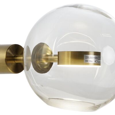 Lampada da parete in metallo e cristallo 20x25x20 sfera dorata LA206027