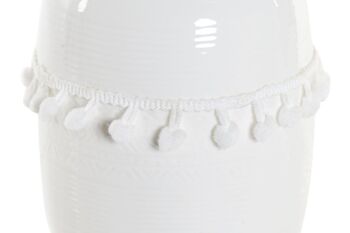 VASE GRES COTON 10,3X10,3X14,5 BLANC POMPON LD171527 3