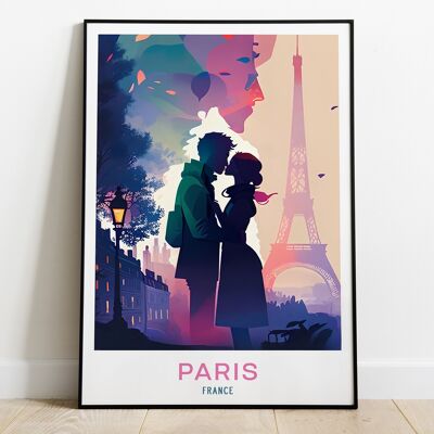 Parigi con poster d'amore / Torre Eiffel / Poster di viaggio / Poster vintage / Wall art