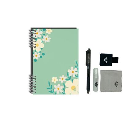 Carnet réutilisable - Fleurs - Kit accessoires inclus