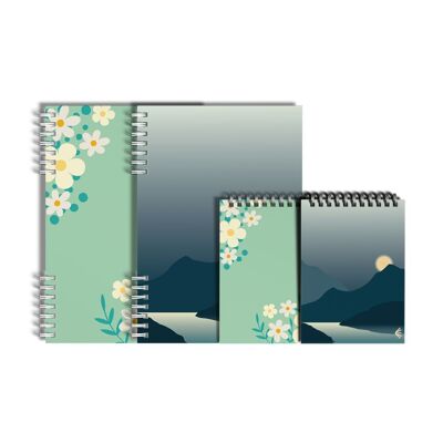Cuaderno reutilizable - Flores y Montañas - Kit de accesorios incluido