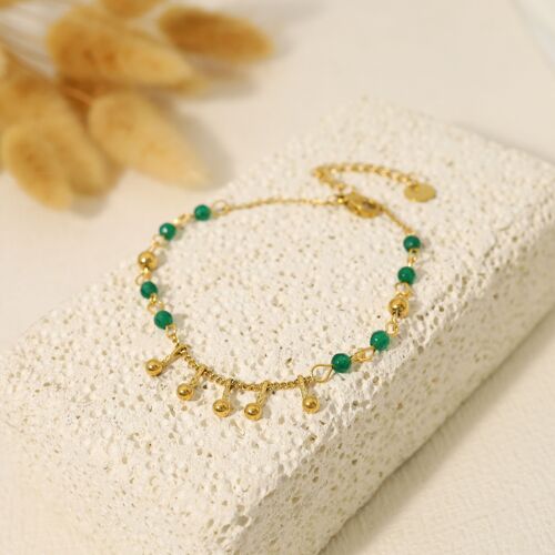 Bracelet avec cristaux verts et barres pendants