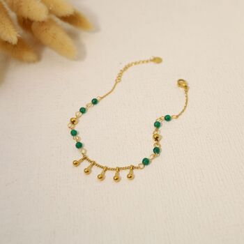 Bracelet avec cristaux verts et barres pendants 2