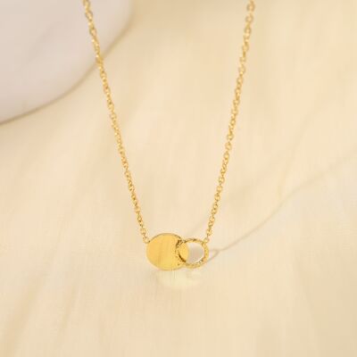 Gold chain necklace with gold dot and circle