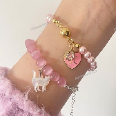 Bracciale rosa Barbie, Bracciale zodiacale personalizzatoLeo, Vergine, Bilancia, Scorpione, Sagittario, Capricorno, Pesci, Gemelli, Toro, Cancro, Ariete