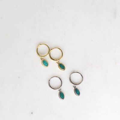 Turquoise Stone Huggies