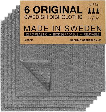 Super scandinave | Pack x6 Chiffon Suédois Super Absorbant, Réutilisable Et Écologique. Serviettes de cuisine biodégradables en cellulose et coton 8