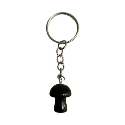 Crystal Mushroom Keychain, Black Obsidian
