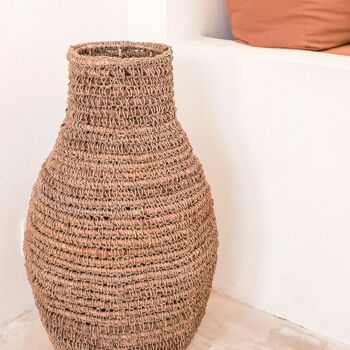 Vase bohème tressé SAKRA en fibre de bananier et raphia 4