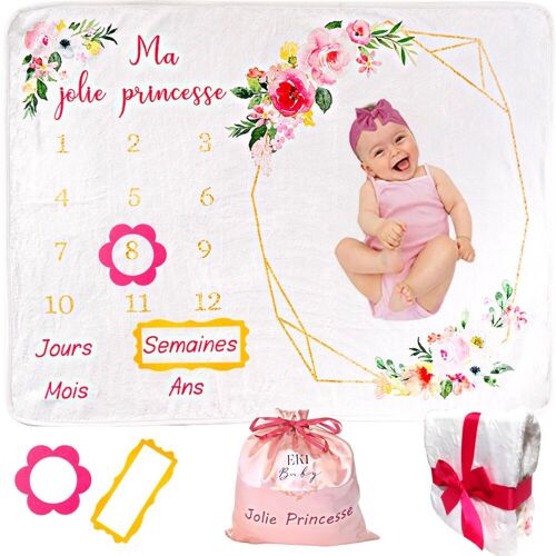 Couverture Étape "Ma Jolie Princesse" pour Bébé – Kit Souvenir Fleuri