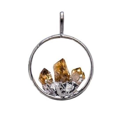 Triple Point Citrine Pendant plated in Silver