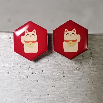 Baugé earrings – maneki-neko (Japanese cat) 0901