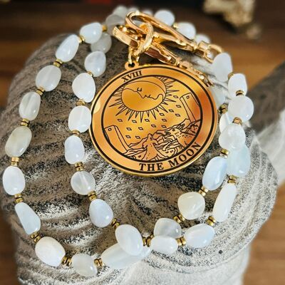 TAROT-Halskette „MOND-Medaille“ aus Mondstein