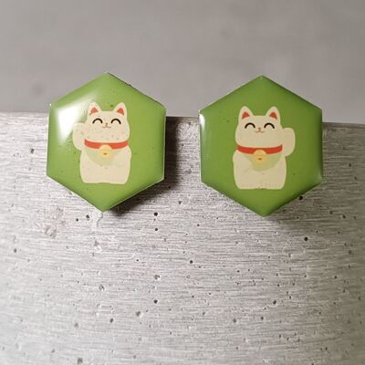 Baugé earrings – maneki-neko (Japanese cat) 0905