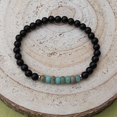 onyx and terra jasper natural stone bracelet 6 mm