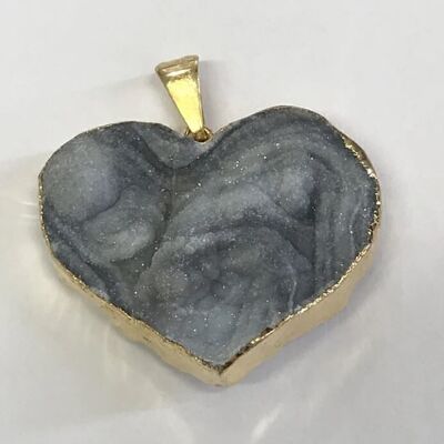 Pendentif Coeur Calcédoine plaqué Argent