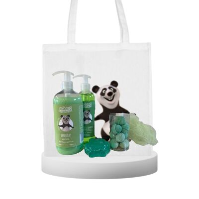 GIFT 4 - Set regalo Sapone per le mani 500ml - Gel doccia 250ml - Spugna da bagno - Totebag - Sapone per figure - Sport e viaggi - Bombe da bagno