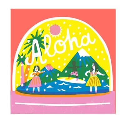 Tarjeta Globo de nieve Aloha