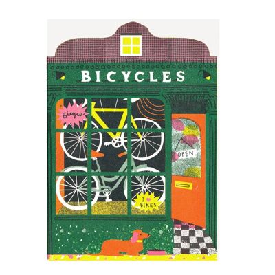 Tarjeta troquelada de tienda de bicicletas