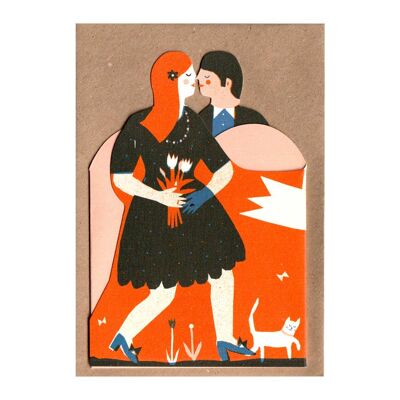Carte coeur accordéon homme et femme